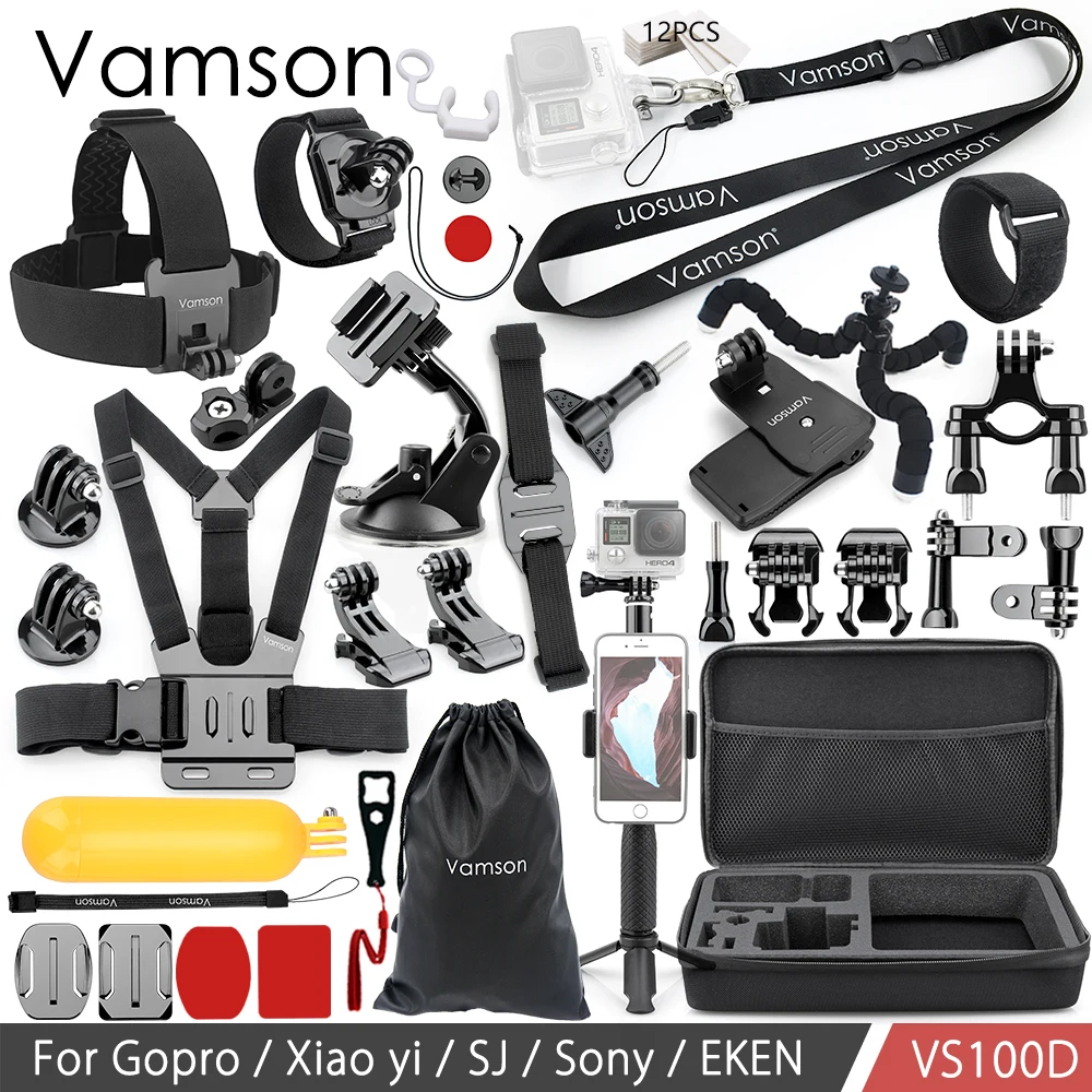 Vamson для Gopro hero 7 6 5 4 комплект аксессуаров для Xiaomi yi 4k для SJCAM M10 для SJ5000 чехол eken SOOCOO Экшн-камера VS100