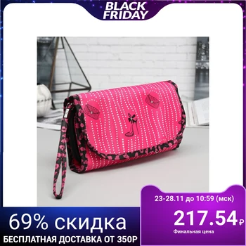 

Folding cosmetic bag, section with a zipper, with a handle, color raspberry