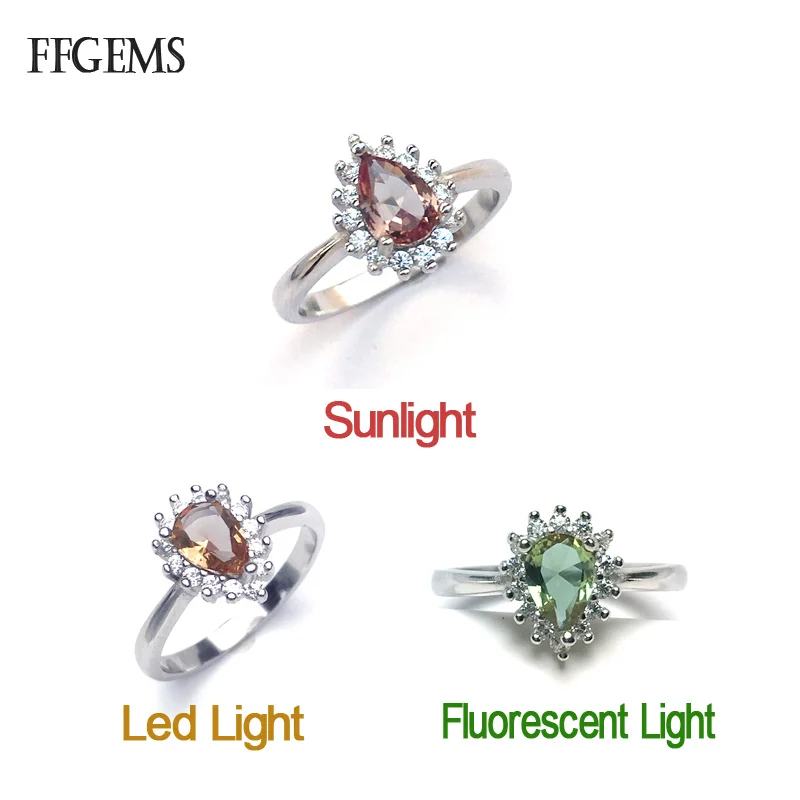 

FFGems Elegante Zultanite Rings Real 925 Silver Sterling Stone Color Change Rose Gold Plated Fine Jewelry For Women Party Gift