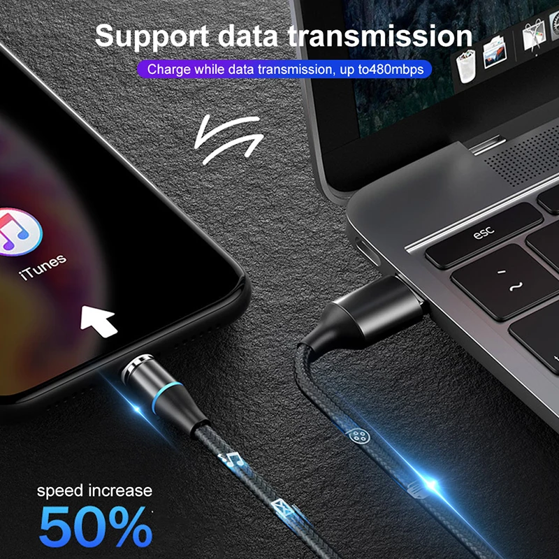 Micro USB кабель 3A Магнитная Быстрая Зарядка Тип C осветительные кабели для iphone oneplus 6t