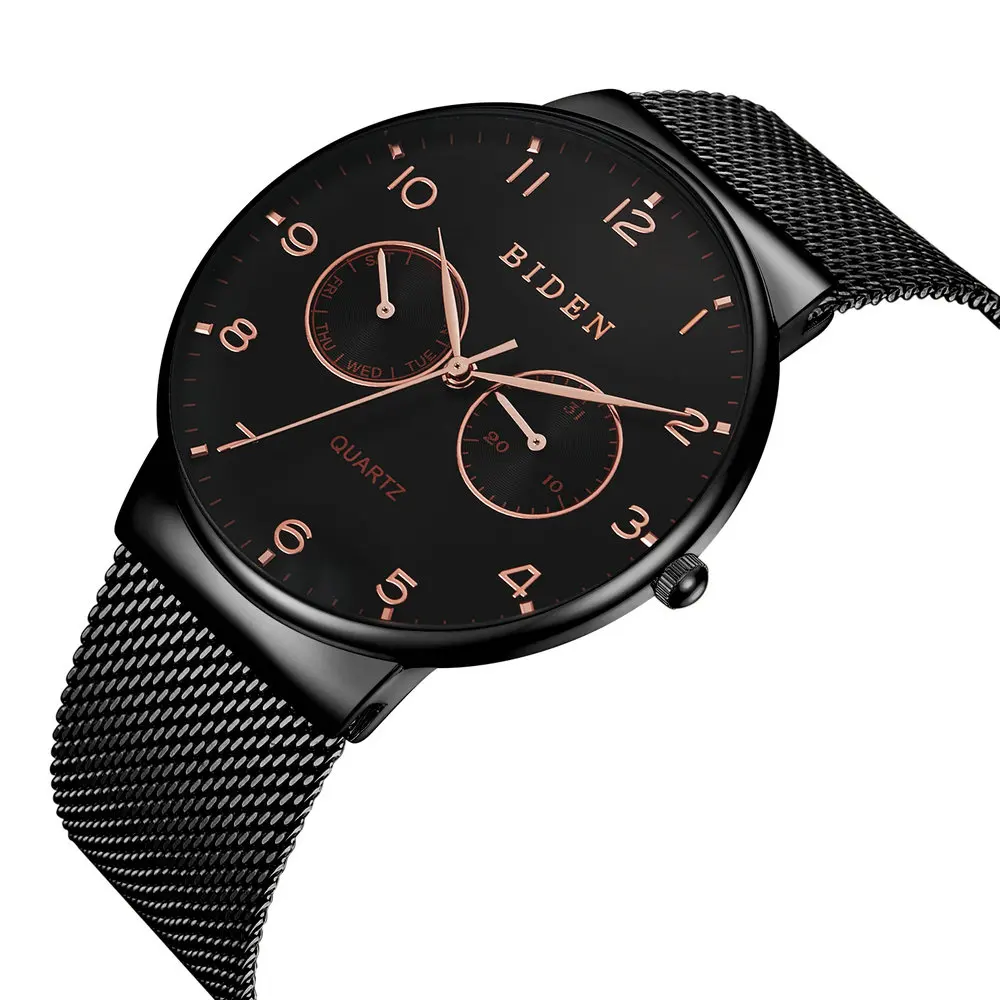 

BIDEN Military Sports Mens Watches Top Brand Luxury Mesh Strap Waterproof Fashion Business Quartz Wrist Watch Relogio Masculino