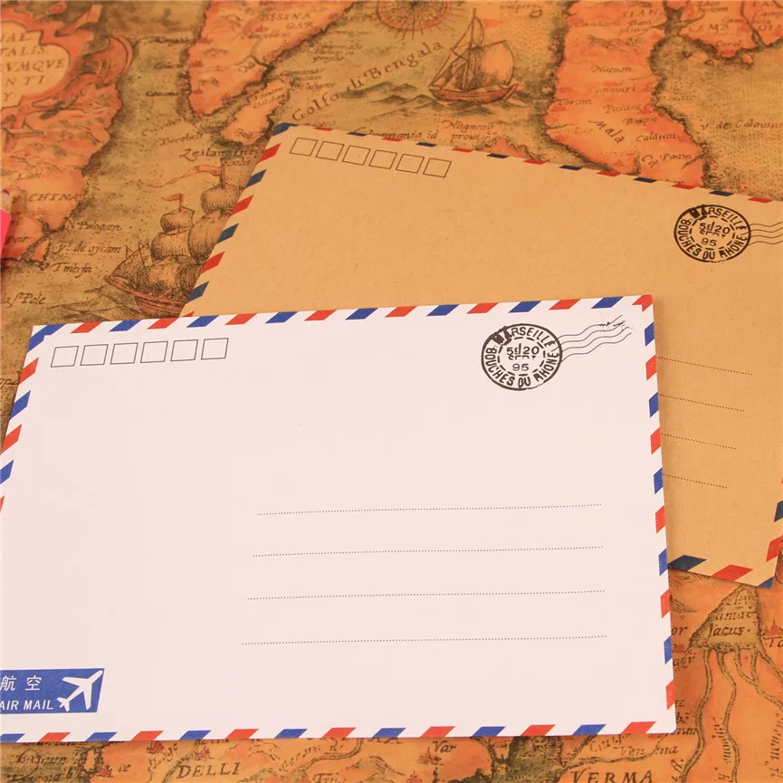 8pcs/pack 17.5x12.5cm Post Paper Envelopes  White Kraft Color Air Mail Letter Envelope