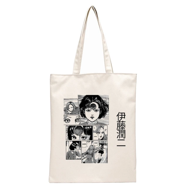 Japan Manga Junji Ito Tomie Shintaro Kago Graphic Hipster Cartoon Print Shopping Bags Girls Fashion Casual Pacakge Hand Bag N2056D