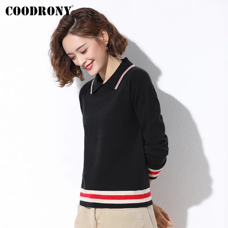 COODRONY Brand Geometric Pattern Link Shoulder Sleeve Pullover Slim Sweater Female 2020 Winter Casual Knitted Women Jumper W1077