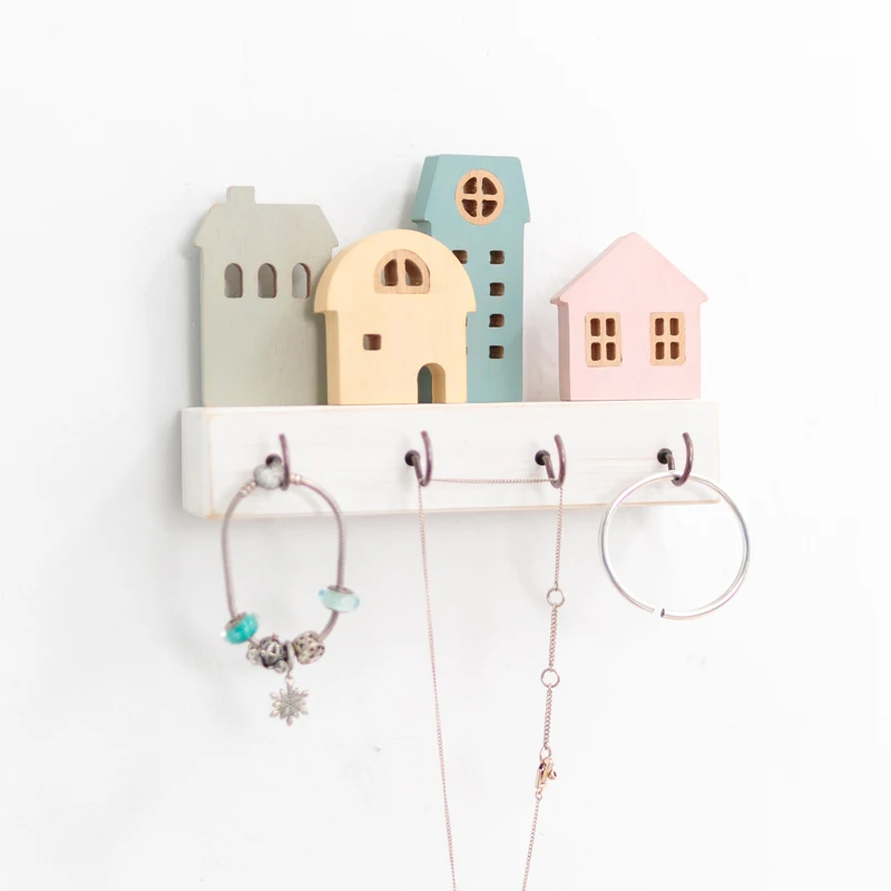 1Pc Sweet Home Words 4 Hooks Shelves Hat Key Holders Storage Shelf Hanging Wall Mounted Rack Holder | Дом и сад