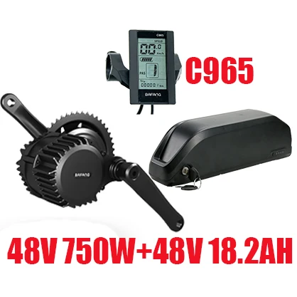 48V750WC96548V18.2AH 48v 500/750 Вт Bafang мотор комплект с Батарея 48/52 в 13/15. 6/18. 2AH Электрический велосипед набор исследовательский клиентский, фара для электровелосипеда в Conversion Kit 8fun BBS02 BBS02B - Цвет: 48V750WC96548V18.2AH