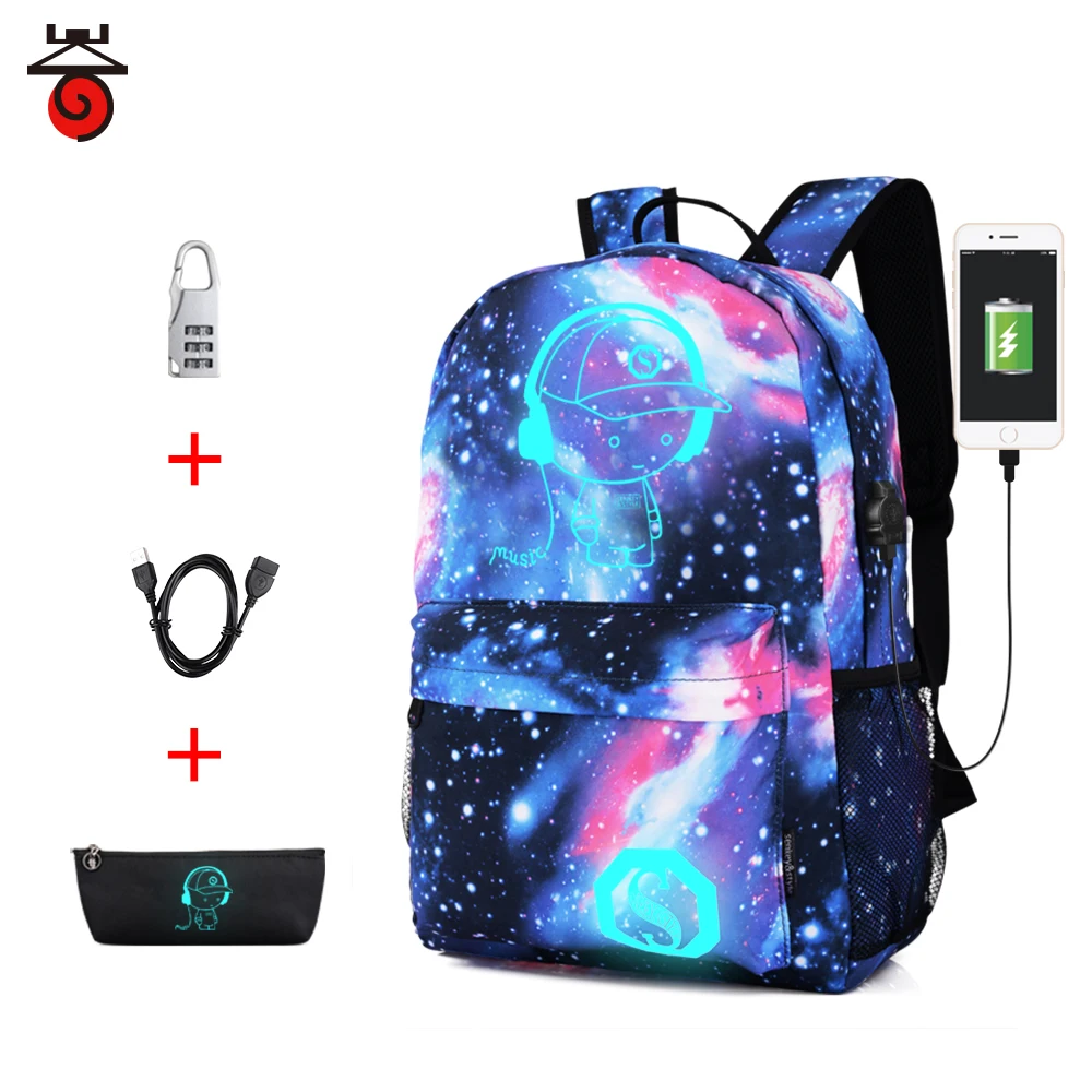 Luminous School Bag Backpack for Teens Girls Boys Waterproof with USB Charger Port and Lock &amp Pencil Case Lightweight | Багаж и сумки