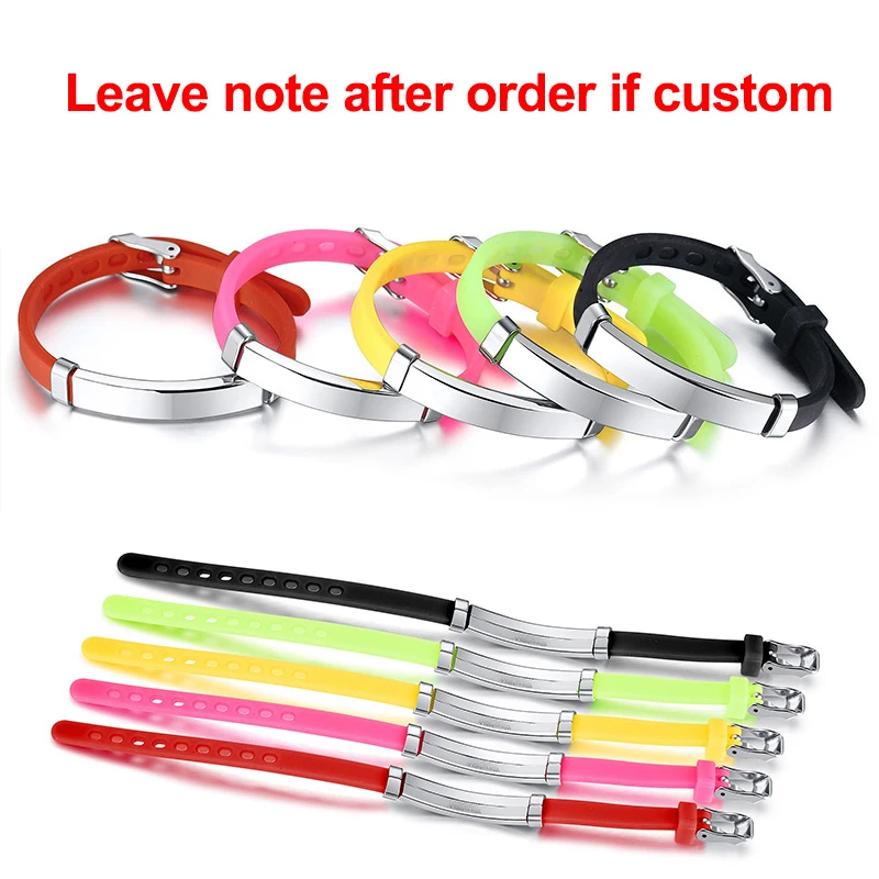 Personalize Kids Medical Alert ID Bracelet for Baby Girls Boys Silicone Band with Stainless Steel Tag Emergency Reminder