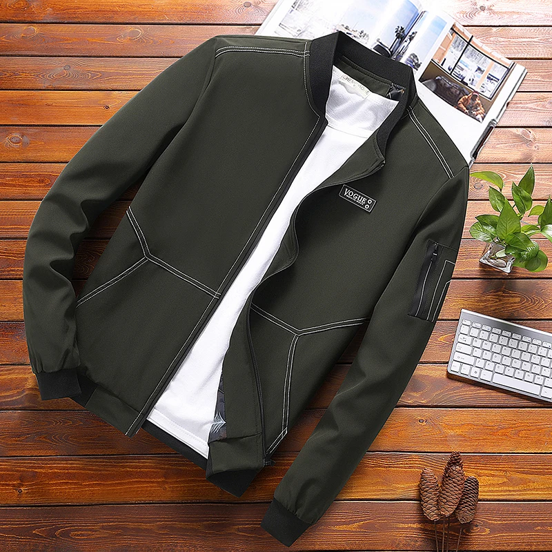 Buy 2019 Summer Autumn Mens Jacket Stand Collar Windbreaker Male Blue Baseball Jackets Casual Thin High Quality coats Size S-8XL