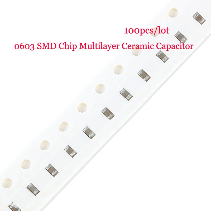 

100 шт., многослойный керамический конденсатор 0603 SMD Chip, 0,1 pF 1pF 30pF 47pF 100pF 150pF 1nF 10nF 100nF 2,2 мкФ 1 мкФ 4,7 мкФ 10 мкФ 22 мкФ