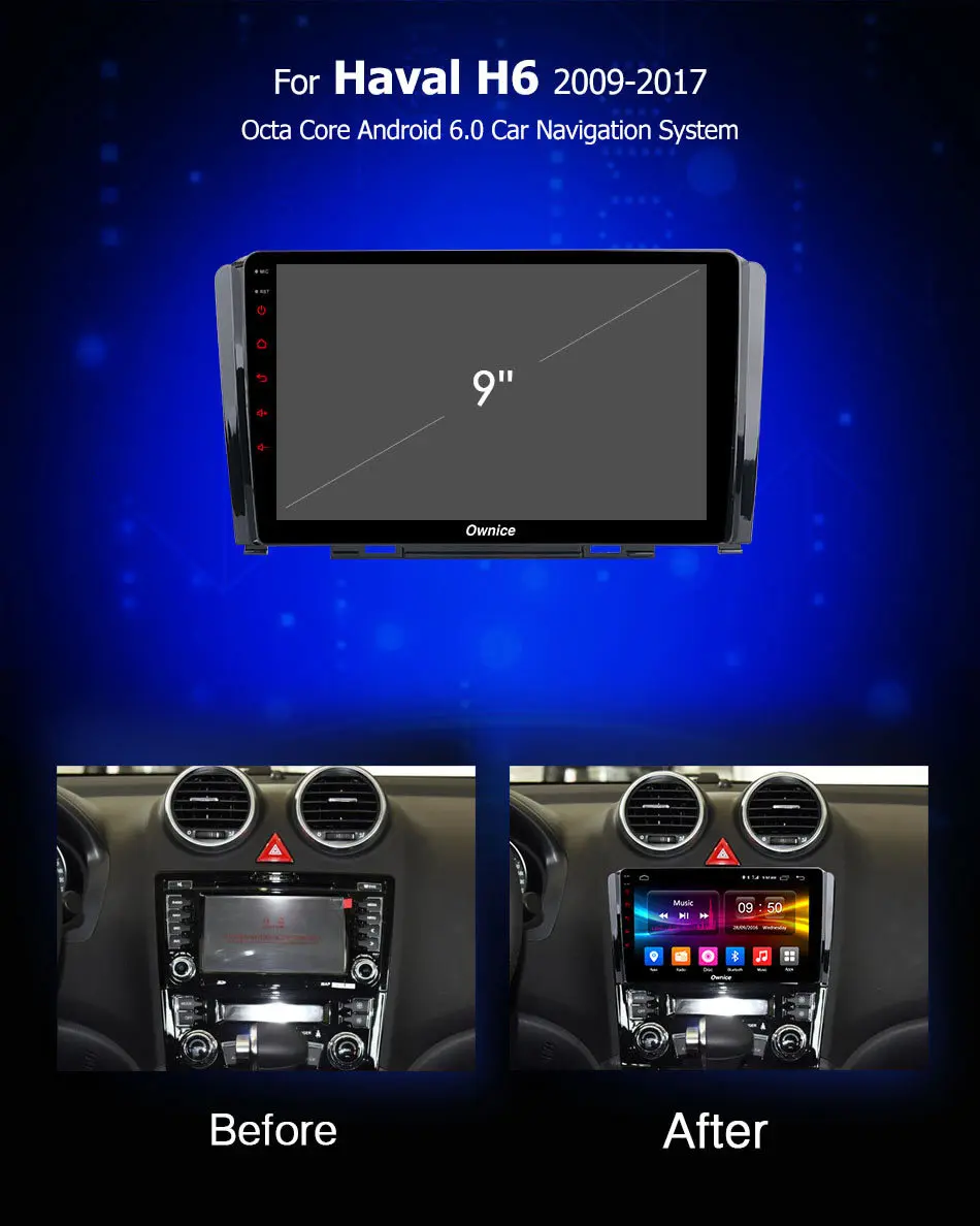 Discount Ownice K1 K2 K3 Octa Core Car DVD Player Android 9.0 For Great Wall Hover Haval H6 2G RAM+32G Flash Radio GPS Navigation 4G LTE 1