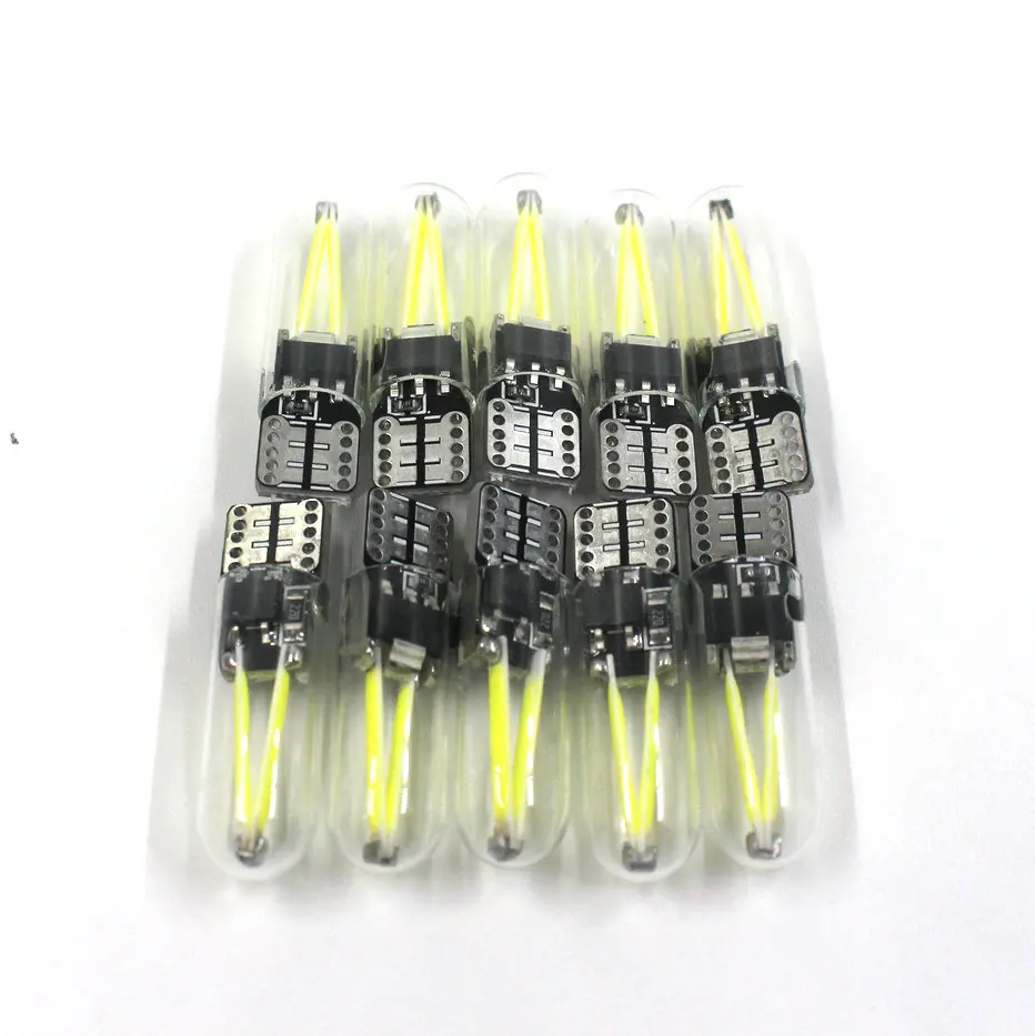10 шт. Led W5W T10 cob стеклянный автомобильный светильник светодиодная лампа для чтения