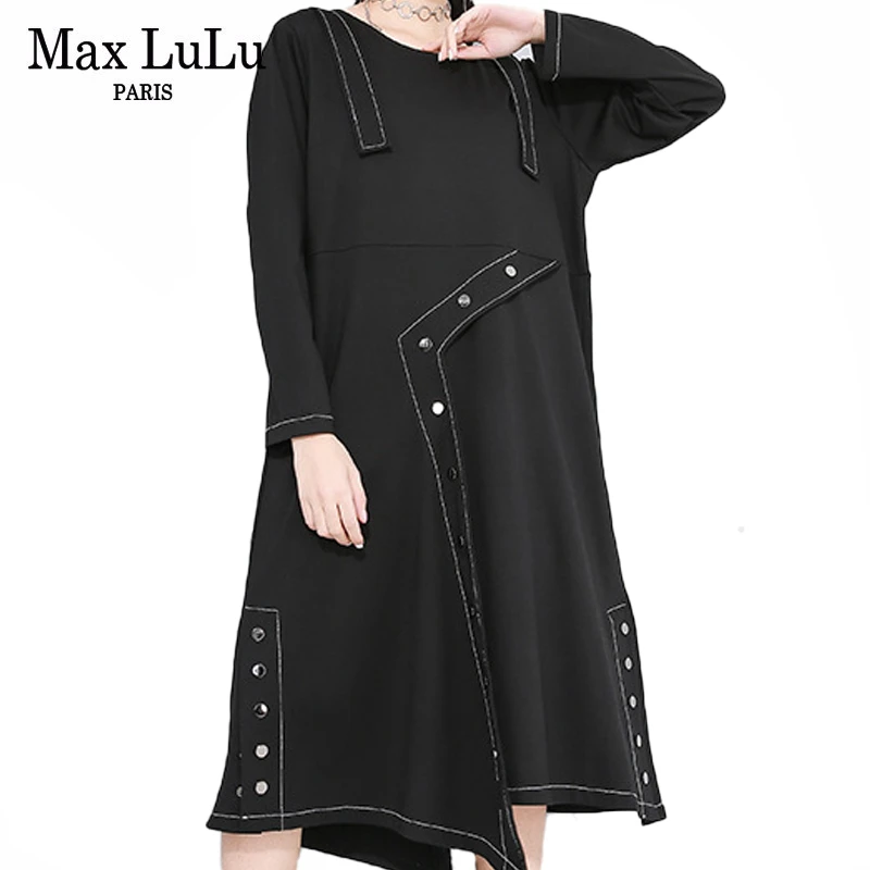 Max LuLu 2020 новые модные весенние женские панк Лоскутные Платья повседневные