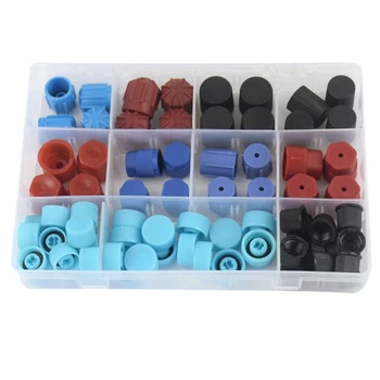 

77Pcs A/C R134A R12 High Low Side Valve Core / Service Port Dust Cap Set Replacement