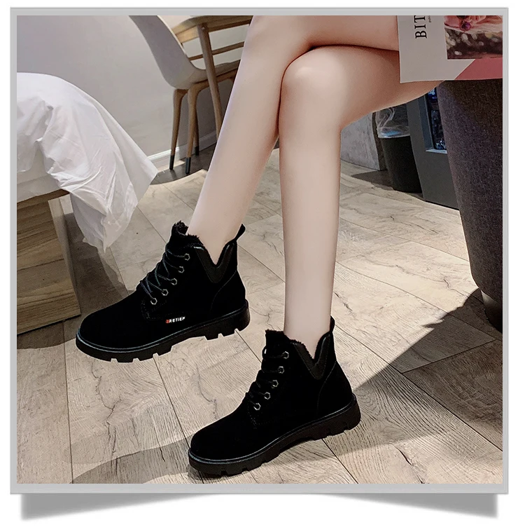Moipheng/женские ботинки; коллекция года; модные ботинки черного цвета из нубука на плоской подошве; Зимние ботильоны на шнуровке; botas mujer invierno; женская обувь