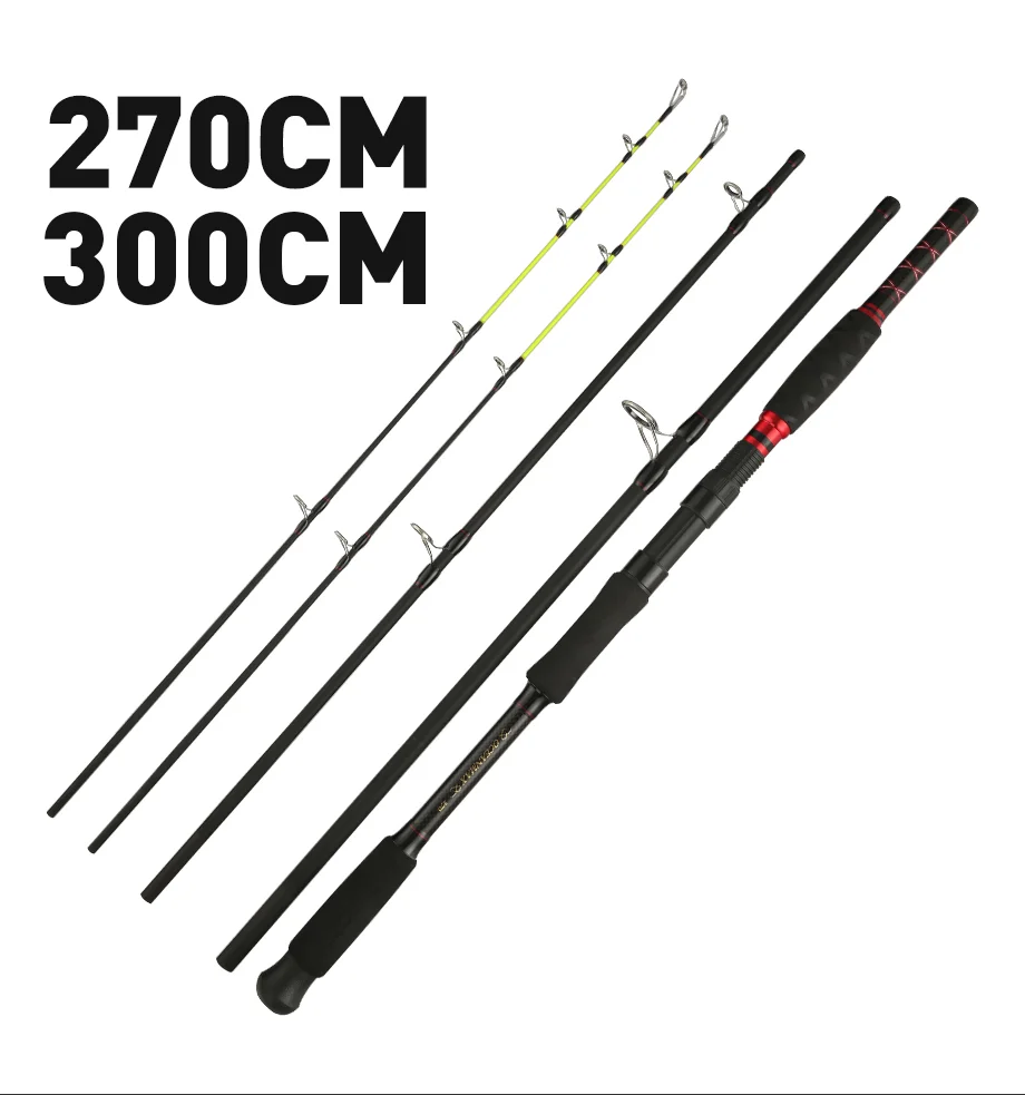 JOHNCOO 2,1, 2,4, 2,7, 3,0 м для большой игровой спиннинговой удочки, 30-200 г, соленая вода, 2 наконечника, удочка для лодки, удочка для серфинга, рыболовные снасти