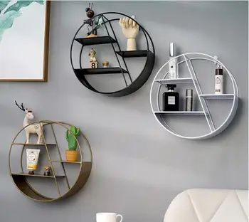 

1PC Hexagon Decorative Hanging Wall Shelf Wrought Iron Storage Rack Living Room bedroom DIY Wall Decor Holder Flower Pot QA 149