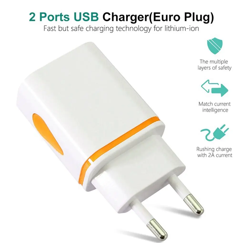 2A Быстрая зарядка с двумя портами USB светодиодный портативный универсальный