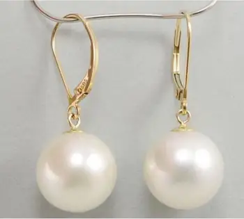 

Jewelry Free Shipping NATURAL WHITE ROUND 10-11MM AUSTRALIAN SOUTH SEA PEARL Leverback EARRINGS 14K/20