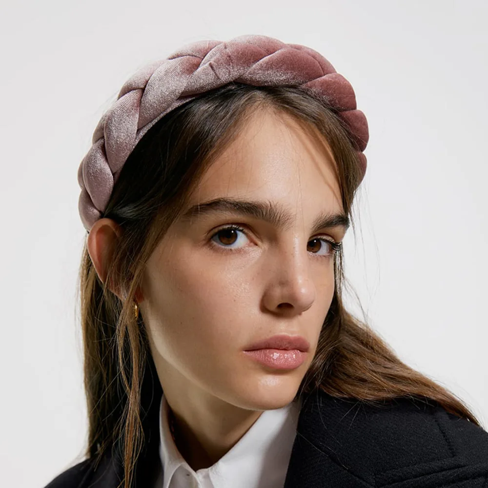 Za New Hot Winter Briaded Velvet Headbands for Women Headwear Accessories Free Dropshipping