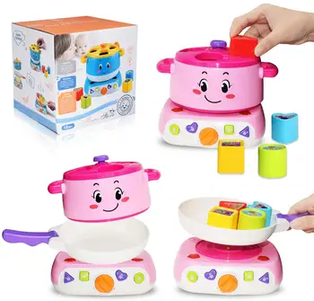 

8pcs/set Musical Kitchen Cookware Pot and Pan Cooker with Light and Sound Educational Pretend Play Toys for Kids Baby
