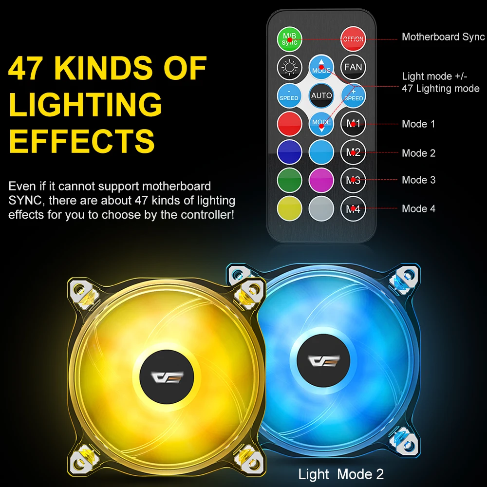 Najtaniej Darkflash PC Case wentylator komputera 120mm wentylator przezroczysta oprawa cichy + pilot zdalnego komputera chłodzenia chłodnica procesora ASUS AURA synchronizacji RGB przypadku wentylator CF8