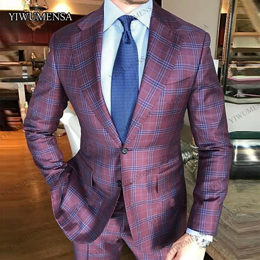 YIWUMENSA-trajes formales para hombres, chaqueta con pantalones de corte delgado para baile de graduación, chaqueta de negocios hecha a medida, de verano