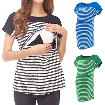 

2020 New Maternity T-shirt Maternity Clothing Women Maternity Short Sleeve Comfy Layered Nursing Tops T-shirt For Breastfeeding