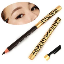 1Pc Durable Brush Comb Eyebrow Pencil Waterproof Leopard Tube Eyebrow Makeup Golden Long-Lasting Waterproof Eyeliner