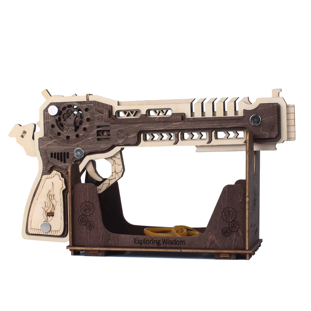 TSZH011 no box 11,11 горячая Распродажа DIY креативное здание деревянная пушка в сборе для резиновой ленты стрельба игрушки для детей Подарки - Цвет: TSZH011 no box