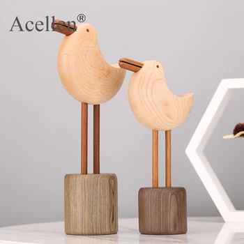 

Creative wooden Seagull bird animal figurines home decor modern Wooden crafts Office desktop decoration accessories