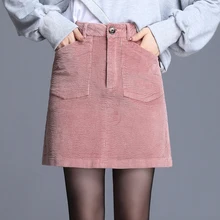 Новинка, Осень-зима, женская черная, кофейная, трапециевидная, корейский стиль, Вельветовая юбка, осенняя, женская, 4xl, юбки с высокой талией