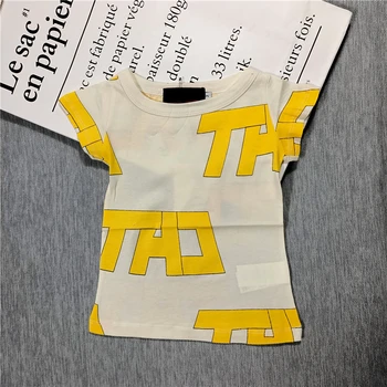 

BOBOZONE TAO yellow Letter t-shirt for kids boys girls baby children's tee