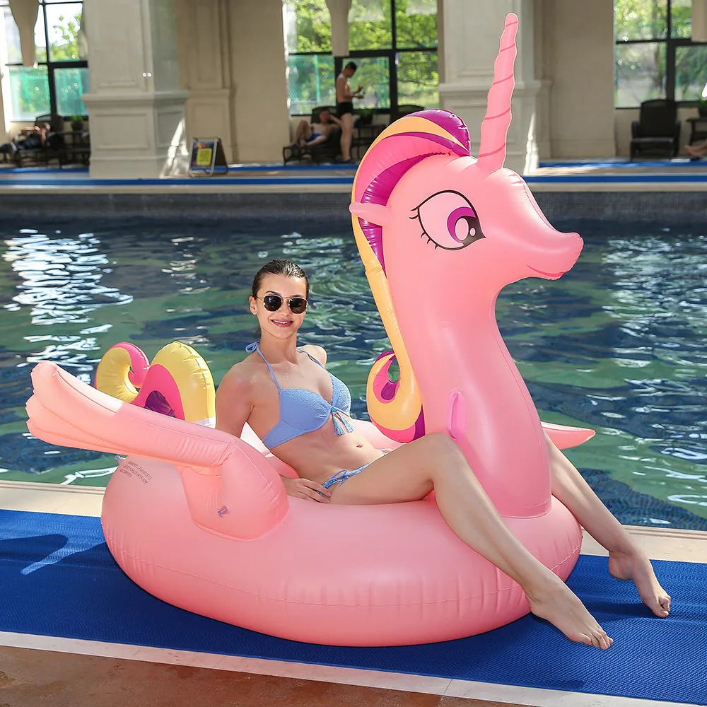 

INS Hot Selling 2018 New Style Pink Unicorn Floating Row Adult Inflatable Water Riding Floating Bed
