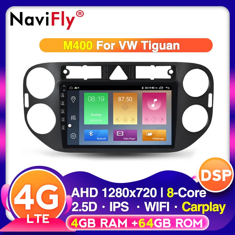 NaviFly Android 10 DSP IPS Carplaye voice control for VW tiguan 2010 2011 2012 2013 2014 2015 2016 car radio gps cassette wifi