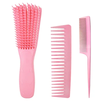 

3 Pcs Detangling Brush Set, Hair Detangler for Textured 3A to 4C Kinky Wavy for Wet/Dry/Long Thick Curly Hair