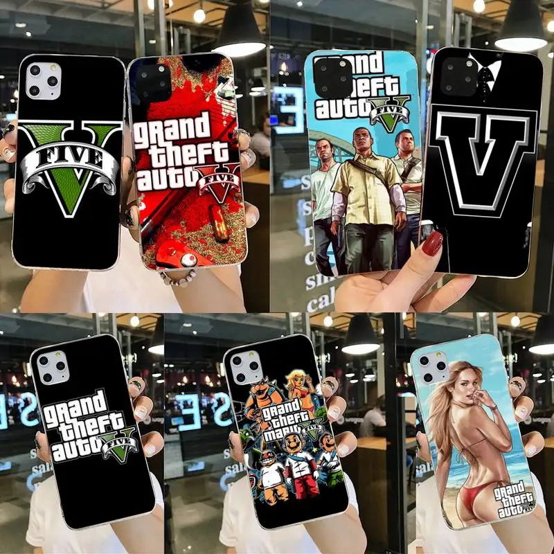 Grand Theft Auto GTA V силиконовый черный чехол для телефона iPhone 11 pro XS MAX 8 7 6 6S Plus X 5S SE 2020 XR