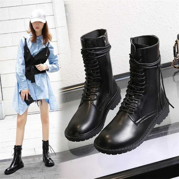

2019 Autumn And Winter New Style British Style Hight-top Martin Boots Handsome Motorcycle Boots Fashion Tube nv pi xue