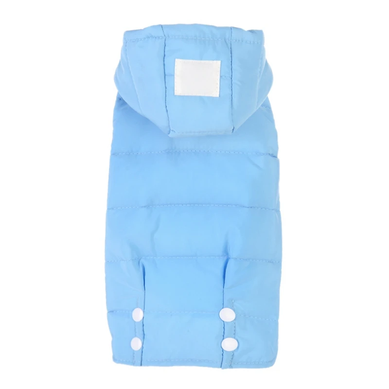 Утолщенное пуховое пальто для домашних собак, куртки, хлопковый теплый костюм для осени и зимы, пуховое пальто с капюшоном для щенков - Цвет: Синий