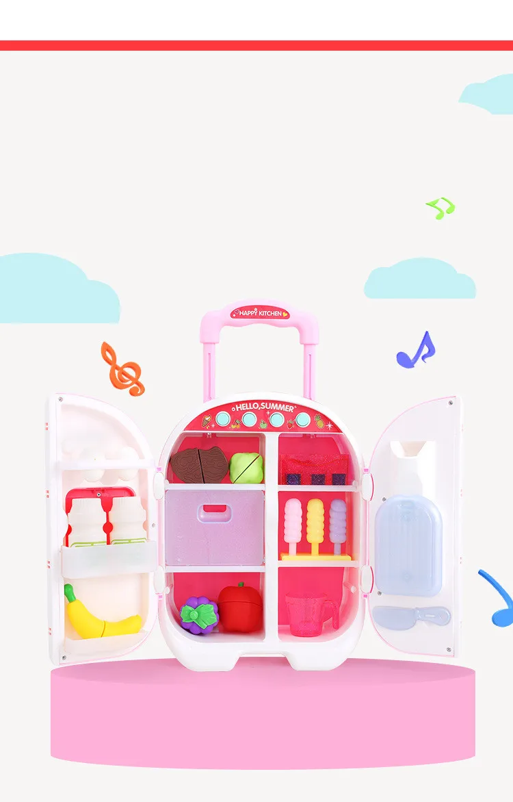 Детский набор кухонных игрушек, имитация холодильника, кухонная утварь для девочек, мини-коляска, чехол-тележка для детей 3-6 лет, детский кухонный игровой набор