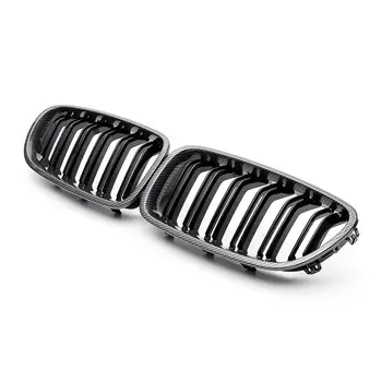 

Hot 2PCS Carbon Gloss Black Dual Slat M5 Style Front Kidney Grille Grill For BMW 5 Series F10 520i 523i 525i 530i 535i 2009-2016