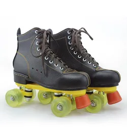 Fancy Skate Shoes Professional Wear-resistant Personalized Unisex Genuine Leather Beginner Patins Quad Roller Skate Shoes KC50LH