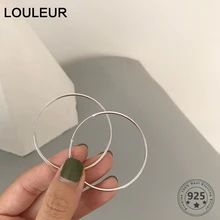 LouLeur 925 Стерлинговое Серебро Геометрические ажурные глянцевые круглые серьги с простым дизайном серьги для женщин очаровательные ювелирные изделия