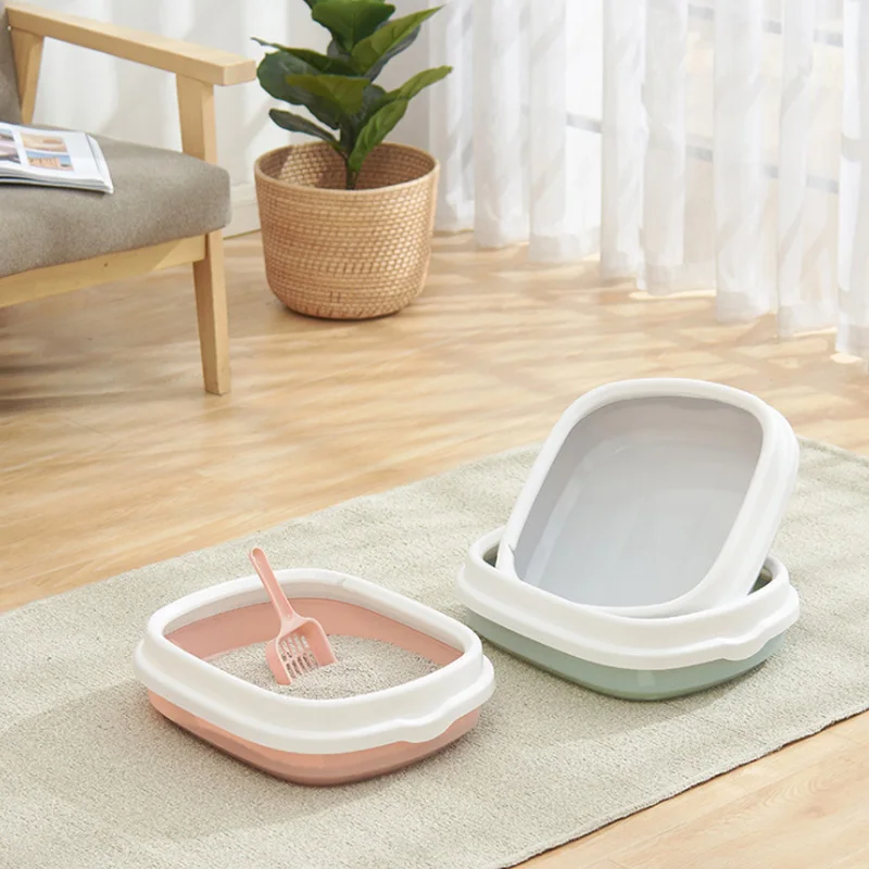 

Pet Cat Toilet Cat Litter Box Bowl Anti-splash Reusable Semi-closed Sand Basin Plastic Cat Supplies Indoor Home Pet Bedpans