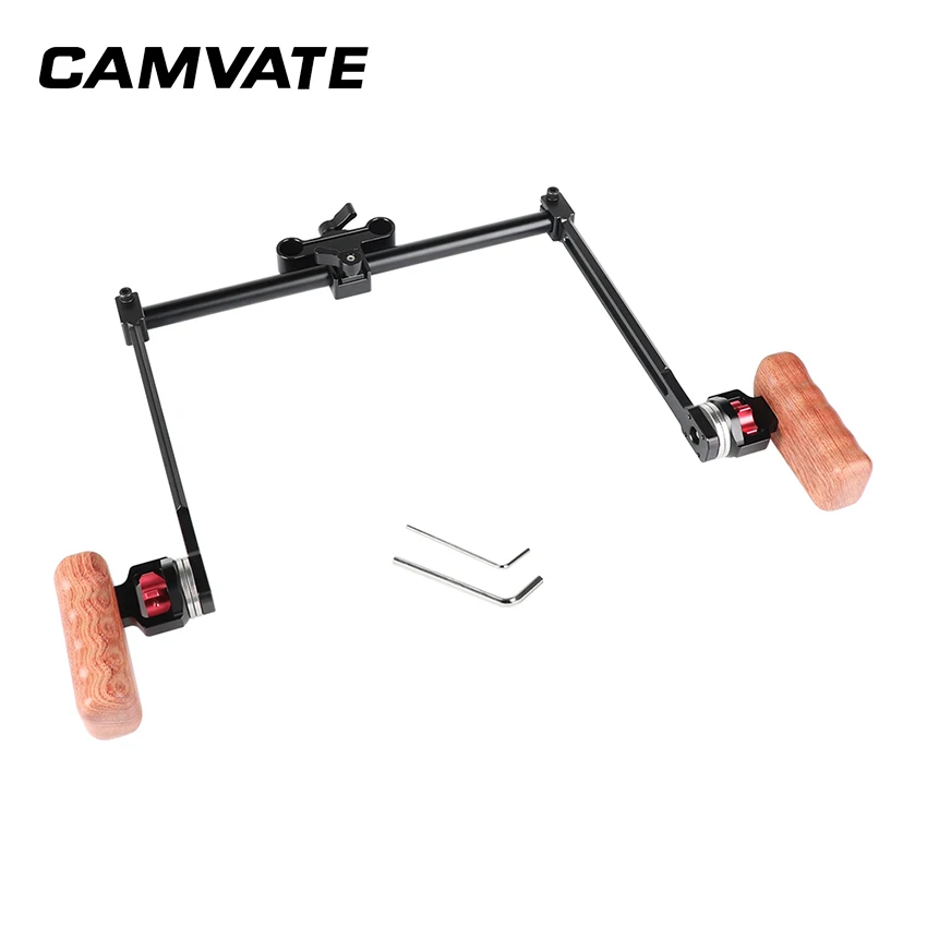 

CAMVATE Style Rosette Dual Handgrip (Wood) Installation With 15mm Rod Clamp Adapter For Camera Shoulder-Mounted Rig C2286