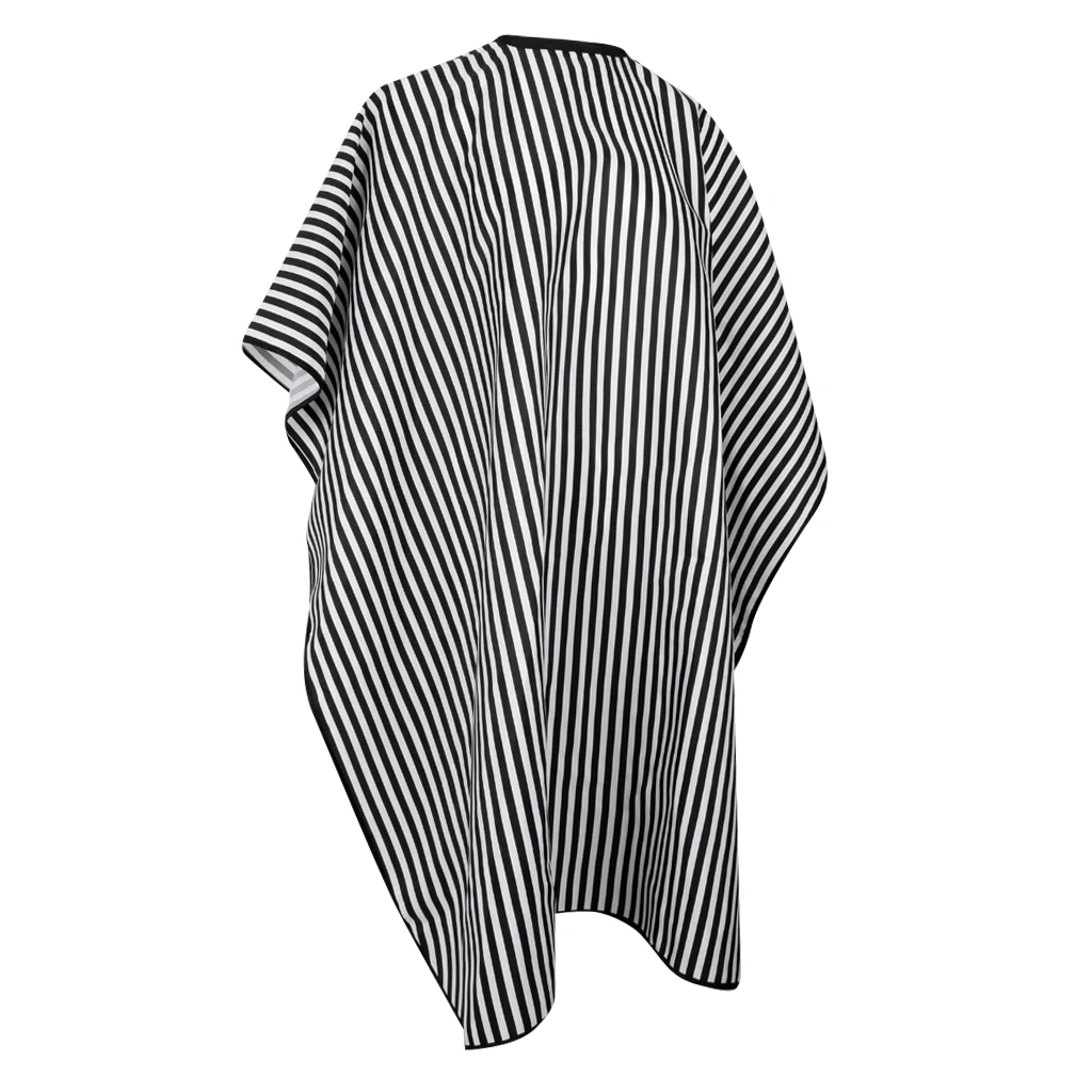 Professional Adults Salon Cape Haircut Apron Button Hairdressing Gown Apron - Black and White Stripes - Large Size