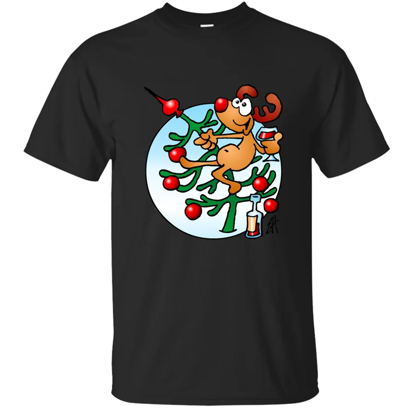 Rudolph с красным носом Олень Мужская футболка для мужчин s костюм 100% хлопок Фитнес