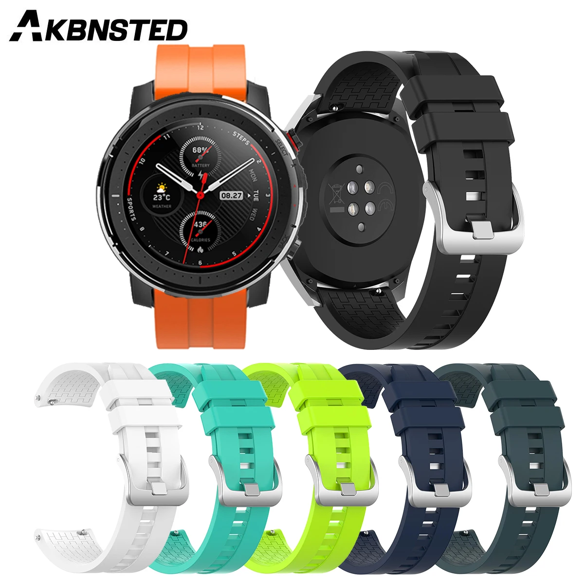 Сменный силиконовый ремешок AKBNSTED для часов Xiaomi Huami Amazfit Stratos 3 умные спортивные