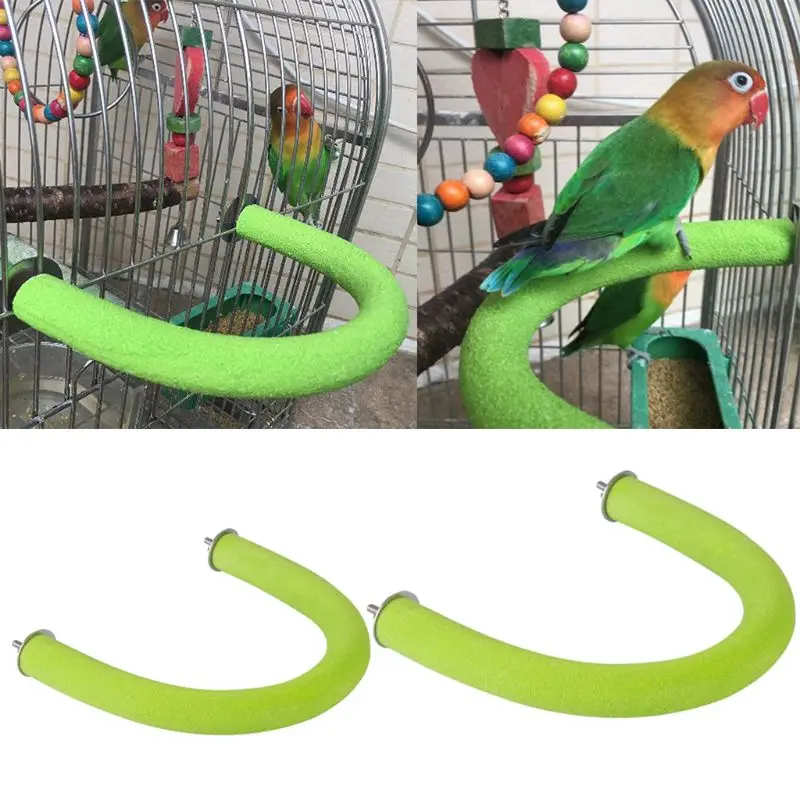 

Bird Parrot Perch Stand Rough Surfaced Wooden U Shape Nail Perches Claw Grinding Stick Cage Toys for Cockatiel Parakeet Conure