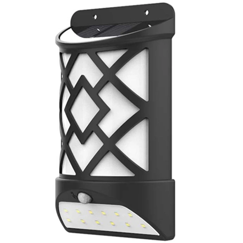 

ABUI-Solar Wall Light With Flashing Flames 2 Mode Solar Motion Sensor Outdoor Light, Ip65 Waterproof, Solar Flame Light, For Gar